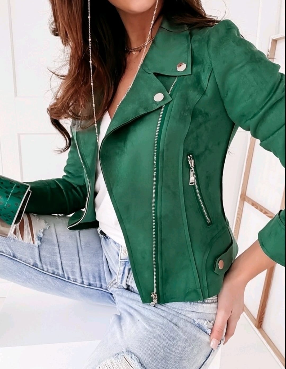 KA024 Benettonzöld velúr dzseki