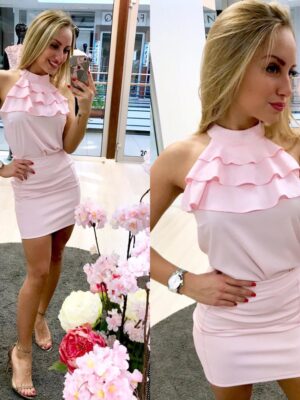 Sz060 Rózsaszín bőr szoknya