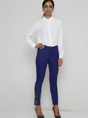 N023 Sötétkék elegáns vékony nyári nadrág