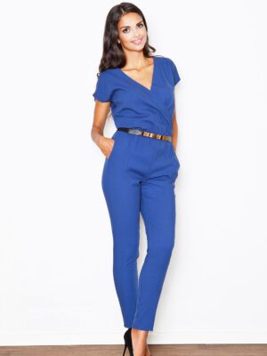 O007 Királykék V nyakú ejtett vállú overál
