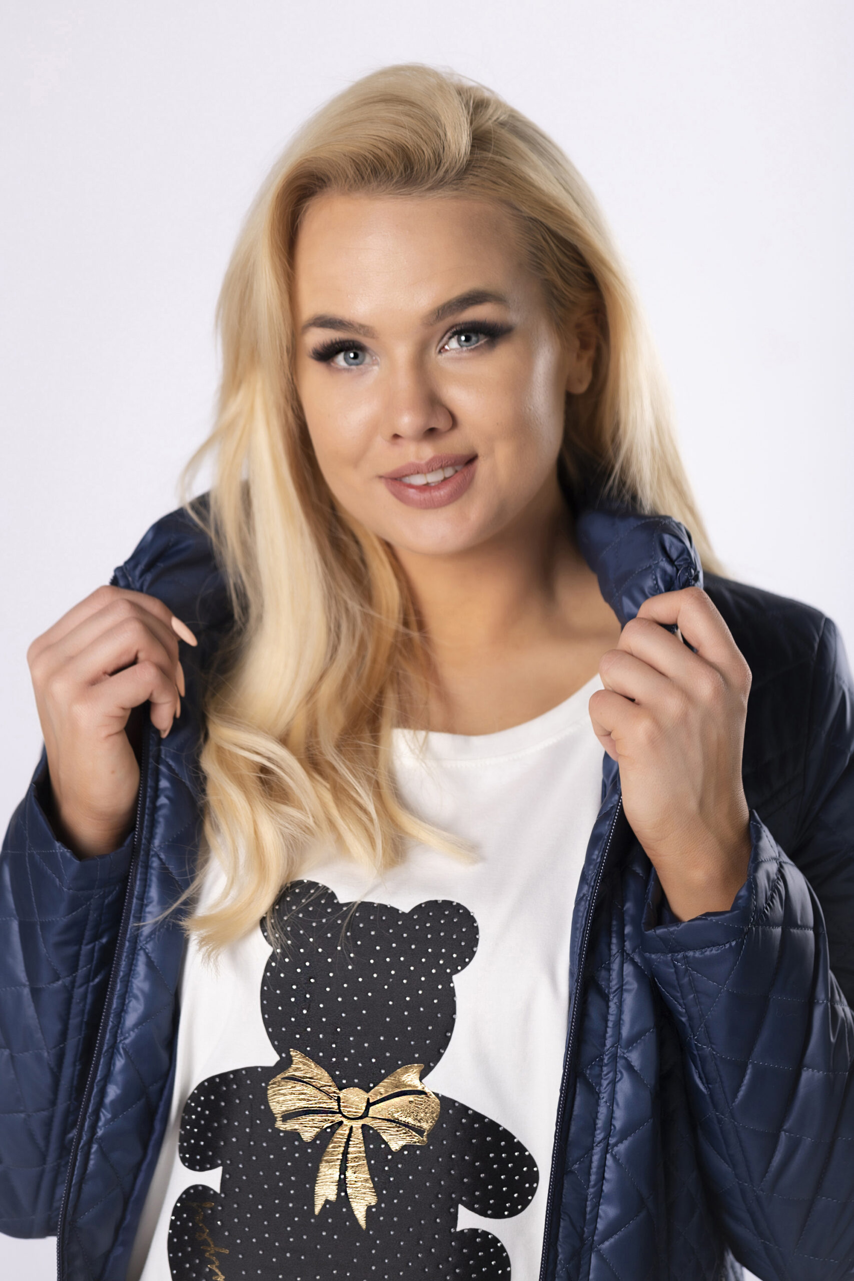 KA006 Sötétkék steppelt kabát kabát - Image 4