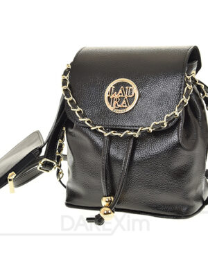 T15 Fekete ökobőr hátizsák