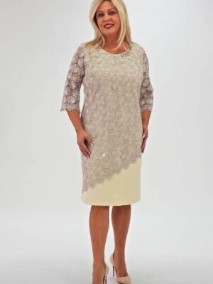 R072 Vanilia cappucino csipkés ruha