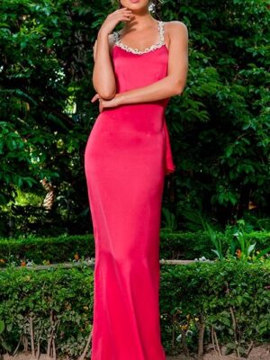 R275 Olimara hosszú alkalmi ciklámen  ruha