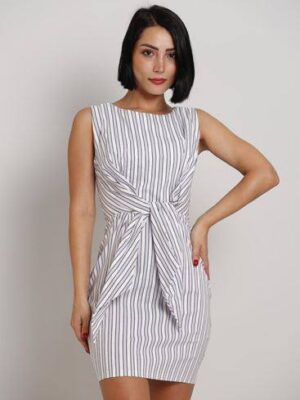 R152 Világoslila-fehér csíkos ruha