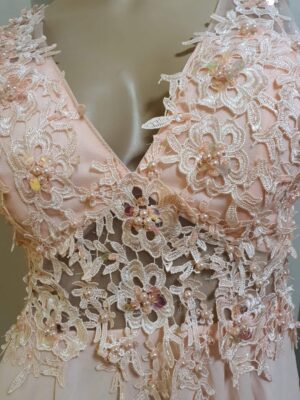 R183 Púder rózsaszín  tüll koszorúslány ruha