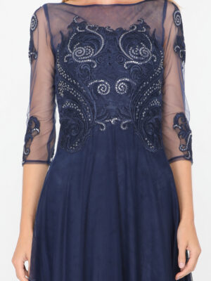 R133 Sötétkék maxi hosszú ujjú ruha