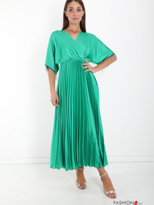 R058  Plisszírozott zöld ruha