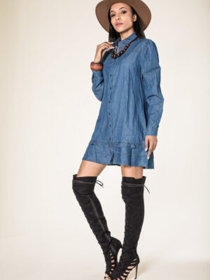 R297 Fodros  denim ruha