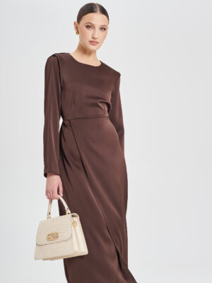 R346 Rinascimento csokoládébarna midi ruha