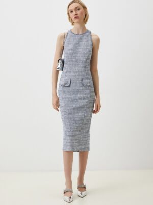R419 Rinascimento tweed midi ruha